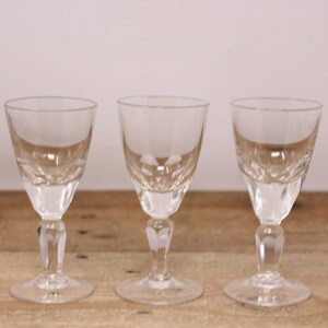 3 Vintage Faceted Stemmed Cordial / Sherry Glasses