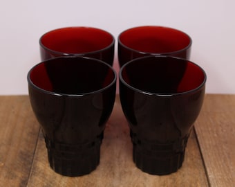 Vintage Anchor Hocking Windsor Royal Ruby Tumblers, Set of 4