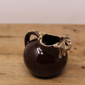 Vintage Drip Glaze Redware Bulbous Pitcher