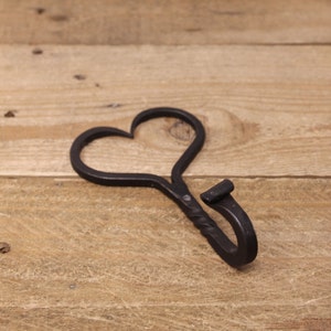 Vintage Black Wrought Iron Heart Shaped Hook