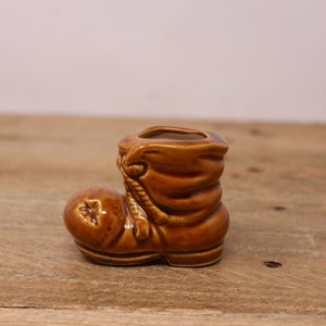 Vintage Ceramic Brown Boot Design Toothpick Holder