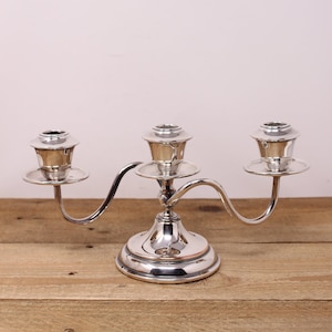 Vintage Primrose Plate Twisted Arm Candelabra — Silver-Plated Victorian Candle Holder