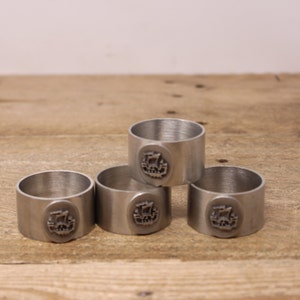 4 Pewtersmiths Studios - Galley Ship Logo Design Napkin Rings