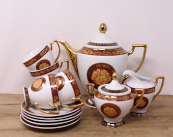 Adeline Fine Porcelain Tea Set - Porcellana Disegno italiano -  Bacchus and Greek Key Design