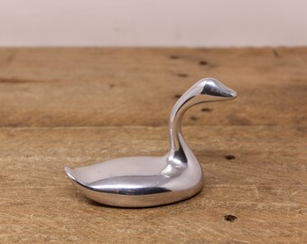 S176 ホセルトン カナダ アルミニウム彫刻 フラインググース スワン Vintage Hoselton Aluminum Swan Sculpture – Signed Canadian Art