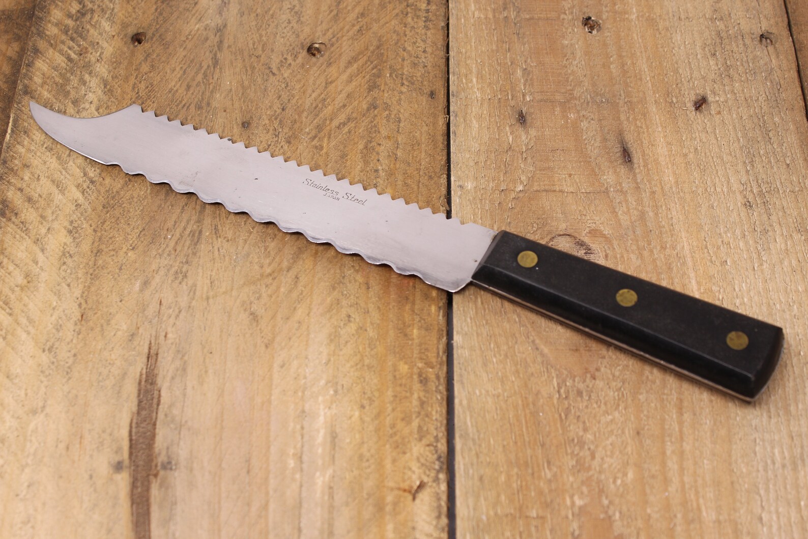 Vintage Twosided Serrated Knife Stainless Steel Japan Etsy