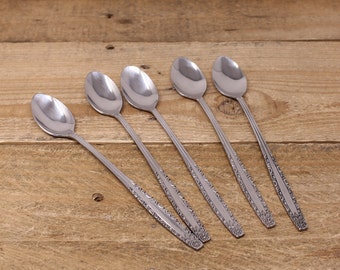 Vintage IIC - Misty Morn - 5 Iced Tea Spoons / Sundae Spoons / Parfait Spoons - Imperial International
