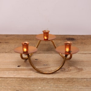 Bougeoir conique 3 lumières vintage en cuivre et laiton Coppercraft Guild