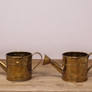 2 Vintage Small Hosley Brass Watering Cans
