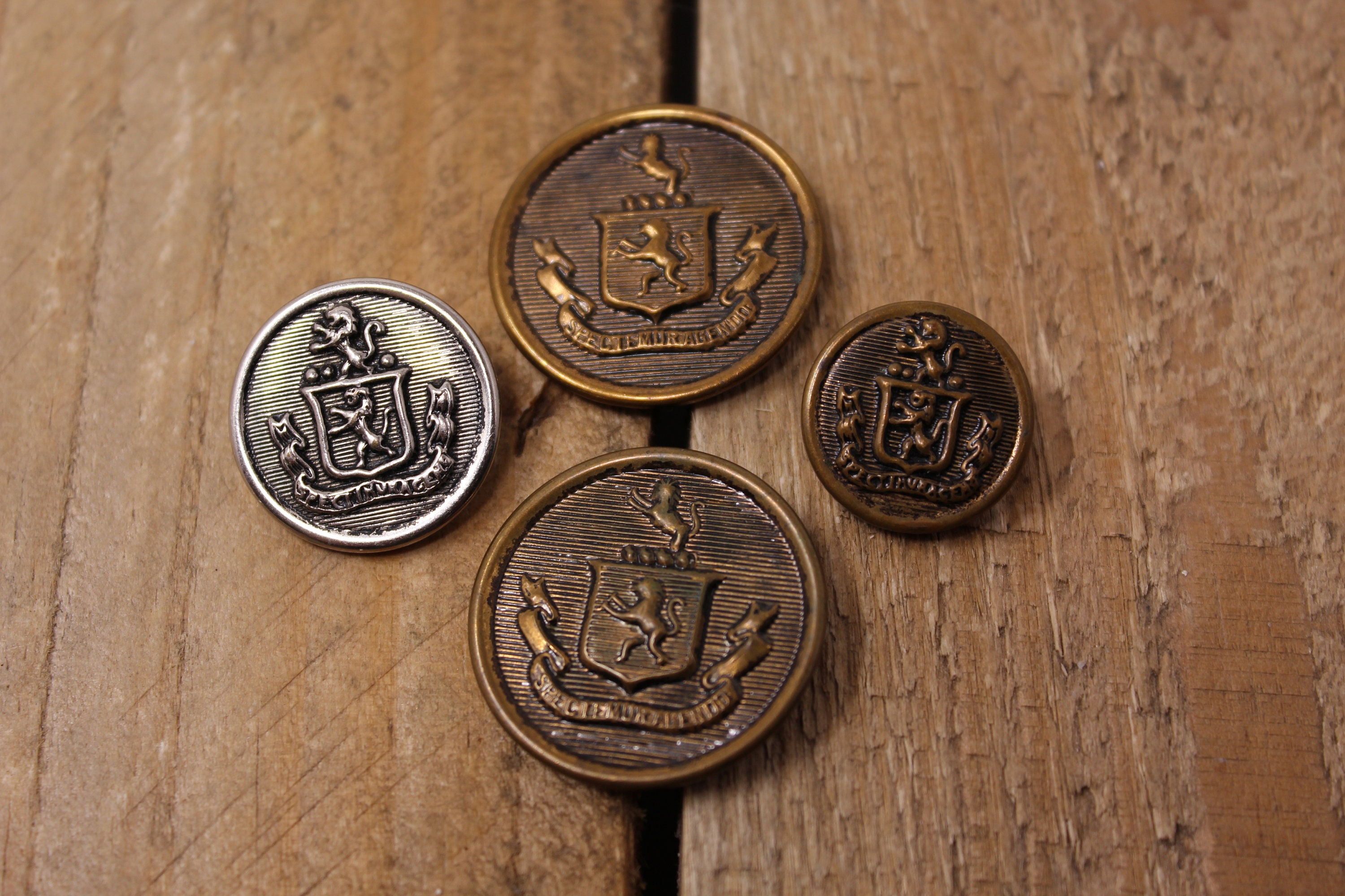 4 Vintage Buttons Spectemur Agendo Lion Crest Military Etsy