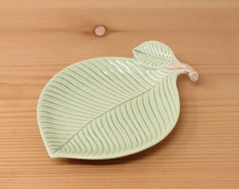 Vintage Fitz & Floyd Green Leaf Shaped Dish
