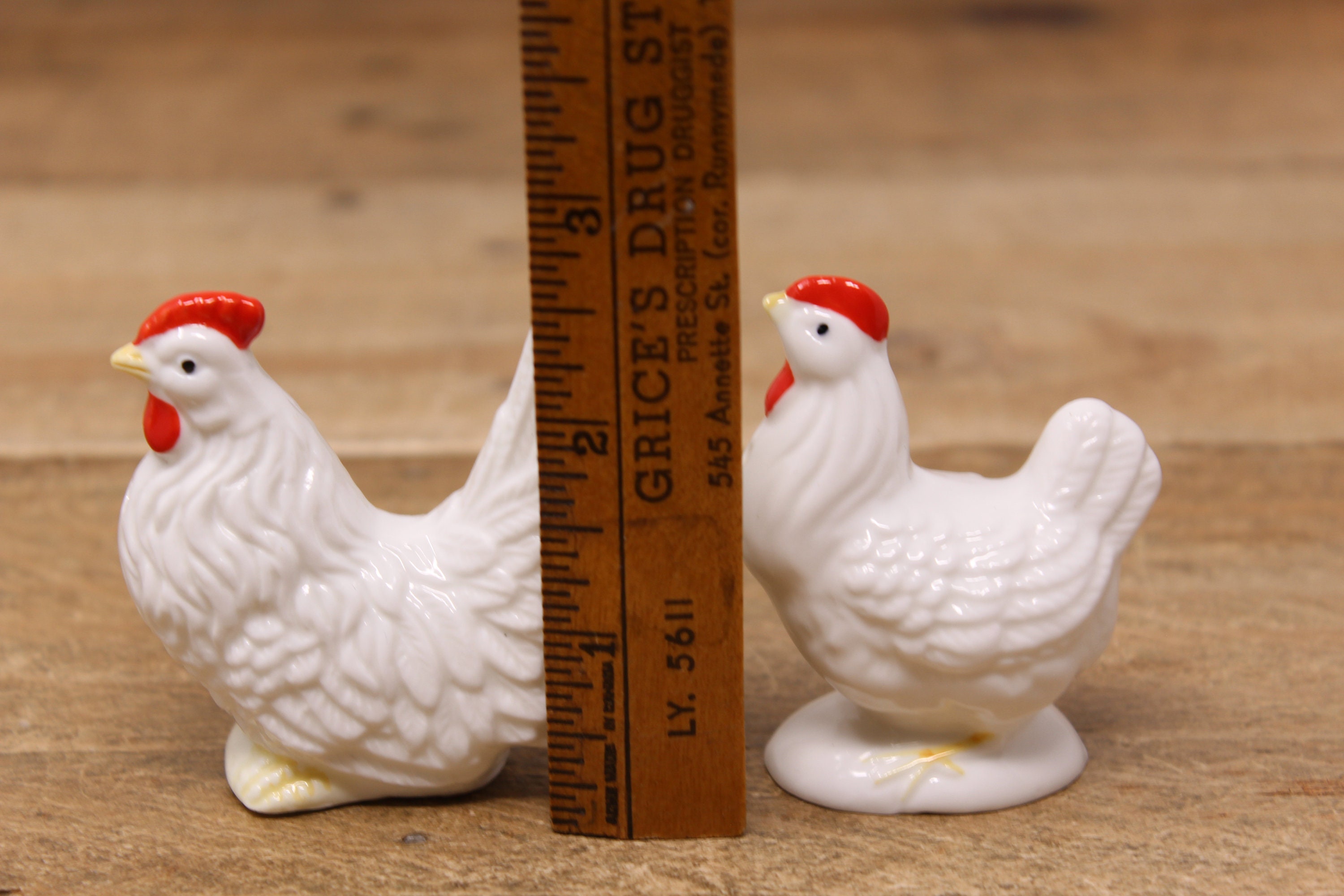 Vintage White Chicken and Rooster Salt & Pepper Shaker Set - Etsy