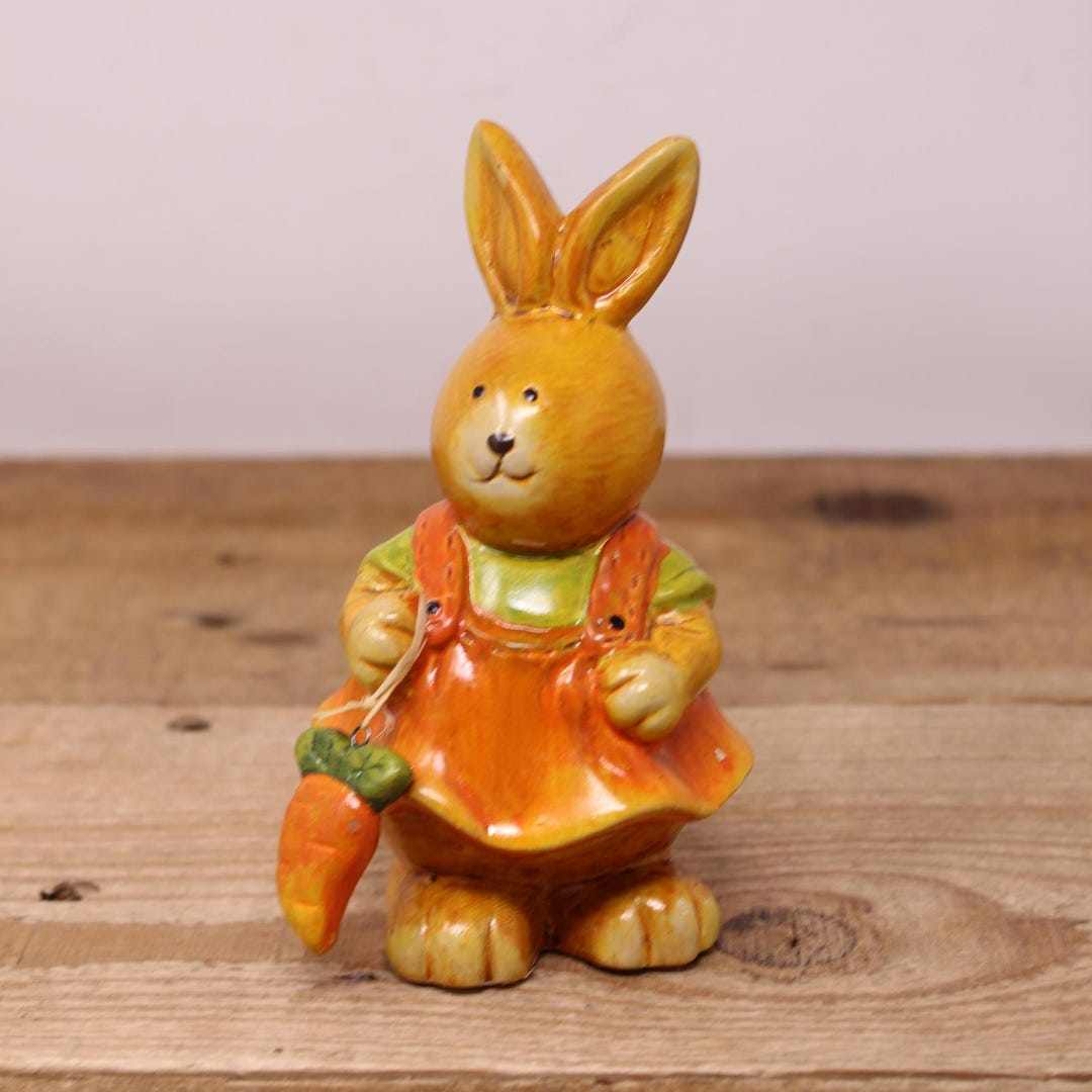 Vintage Terra Cotta Porcelain Rabbit / Hare With Carrot - Etsy