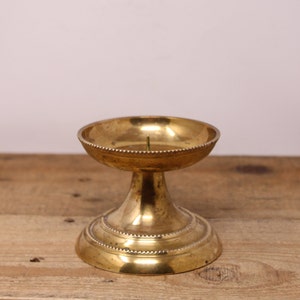 Vintage Solid Brass Pedestal Pillar Candle Holder - Made in India