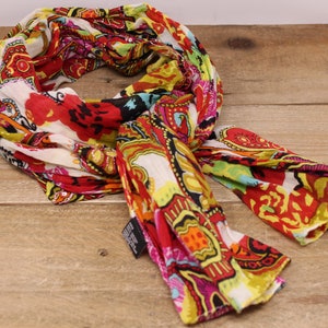 Vintage Di Forenzi Scarf 100% Cotton - Colorful Long Rectangular Scarf