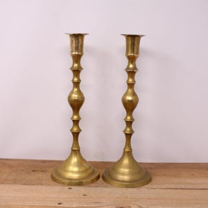 Vintage Set of 2 Tall Brass Candlestick Holders