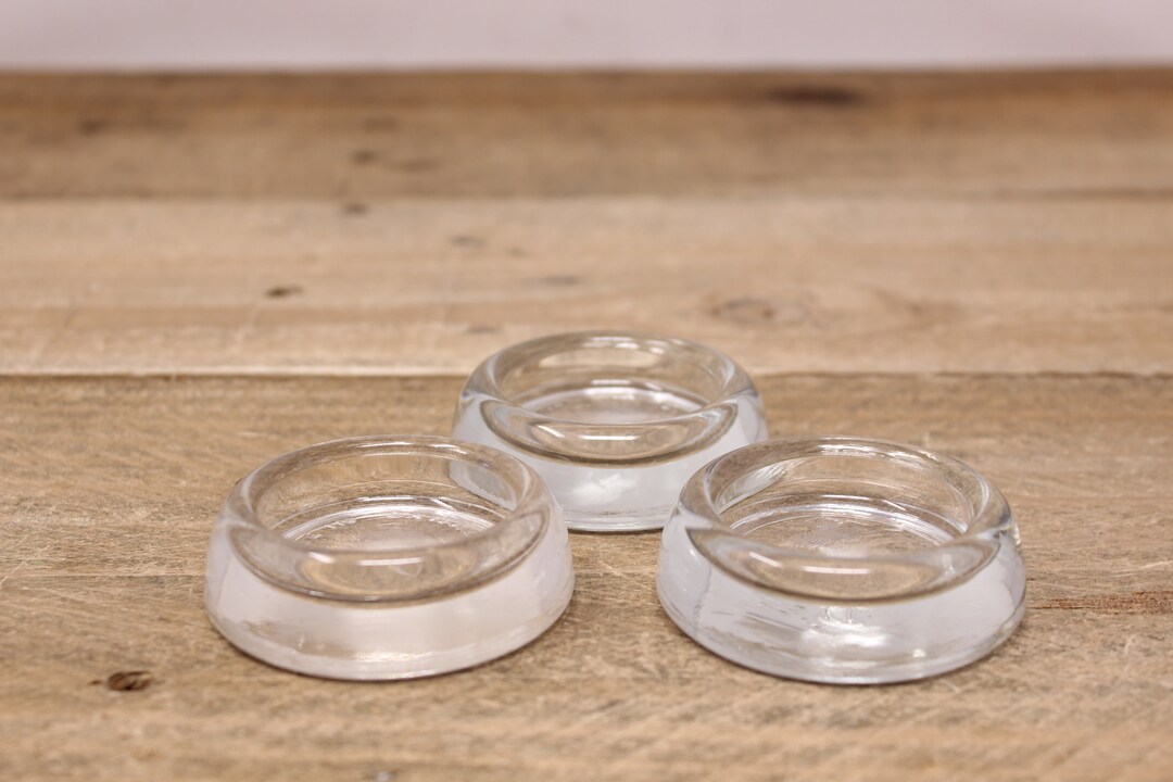 3 Vintage Glass Furniture Coasters by Dominion Glass Made in Etsy