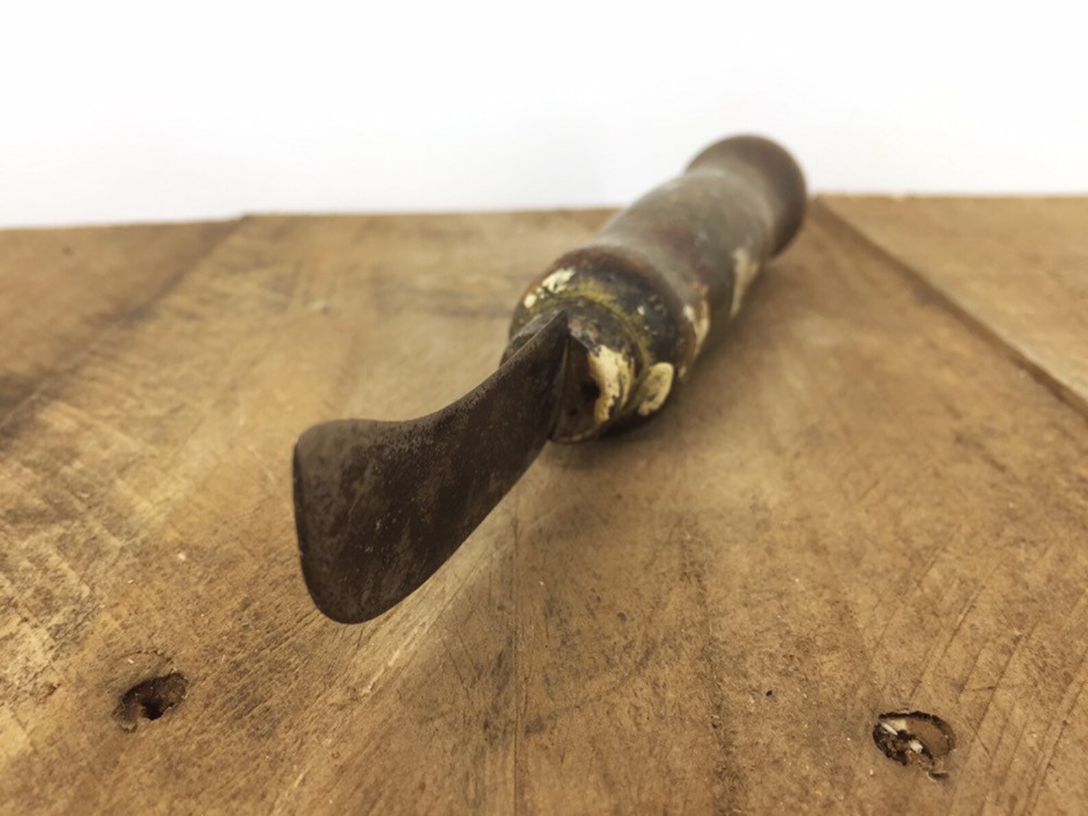 Vintage Curved Blade Carpet Knife With Wood Handle Etsy