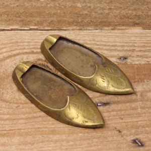 2 Mid-entury Small Brass Individual Shoe Ashtrays — Vintage Individual Ashtrays