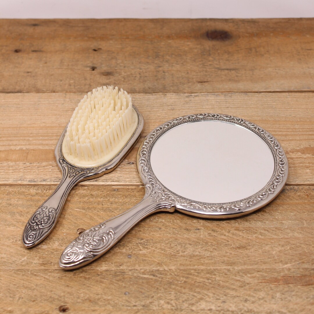 Vintage Art Nouveau Silverplated Mirror & Brush Vanity Set Etsy