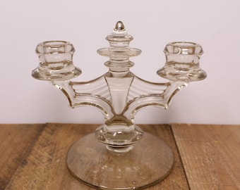 Vintage Pressed Glass 2-Light Candelabra