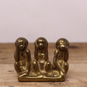 Vintage Brass Monkeys Figurine - Three Wise Monkeys  - Hear - See - Speak - No Evil
