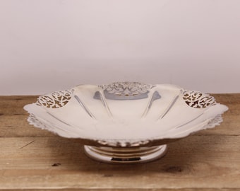 WM A Rogers Lovelace Silver on Copper Pedestal Dish 7