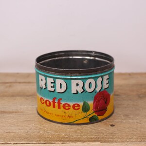 Vintage Red Rose Coffee Metal Tin 1 lb. Tin empty without Lid image 2