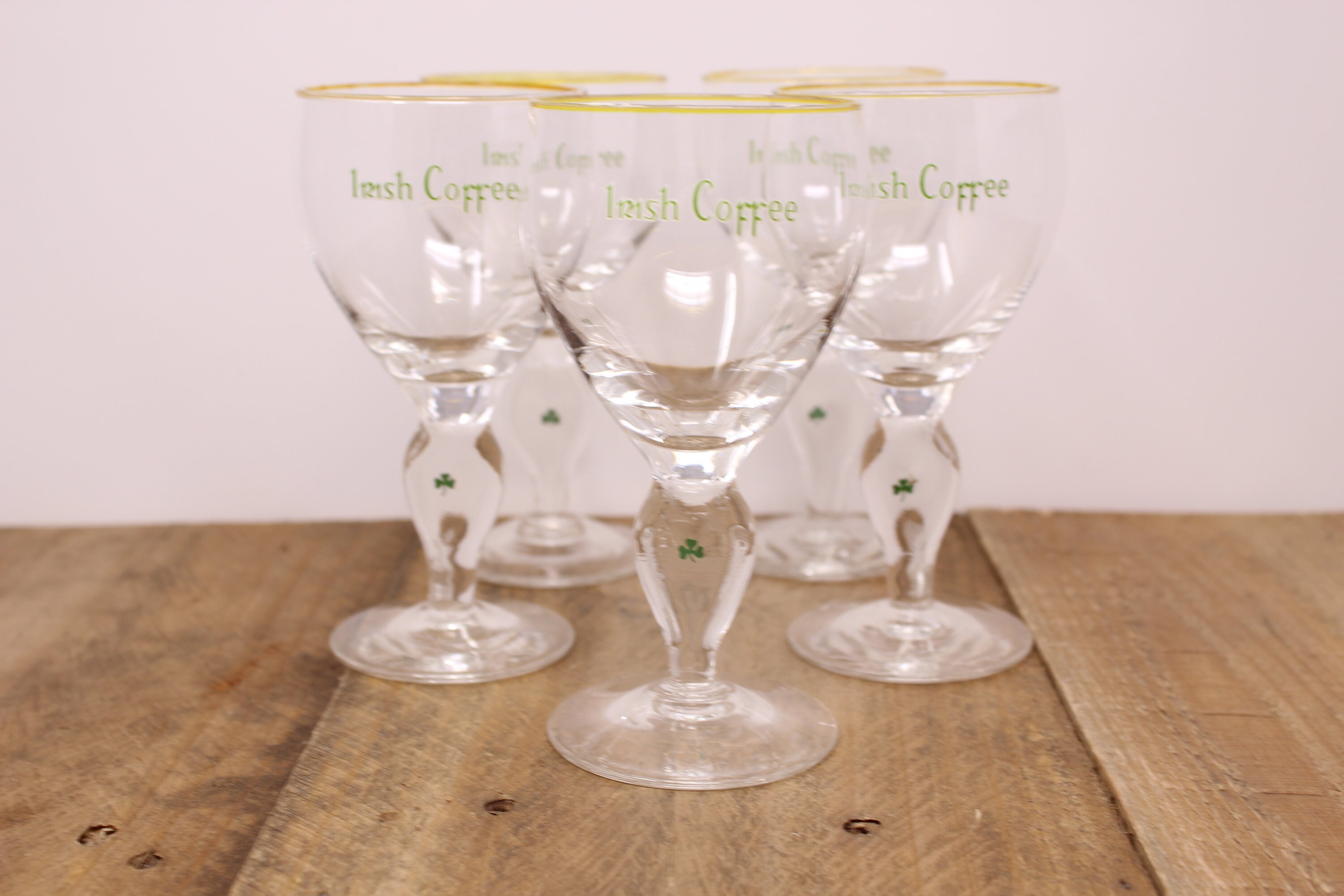 Set of 5 Gold Rimmed Irish Coffee Glasses with a Shamrock on Etsy