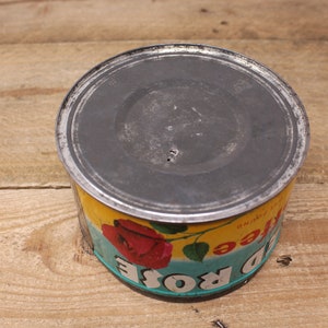 Vintage Red Rose Coffee Metal Tin 1 lb. Tin empty without Lid image 7