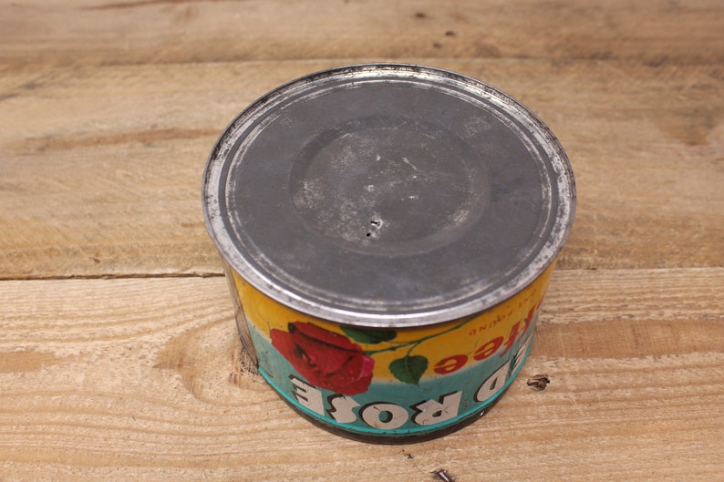 Vintage Red Rose Coffee Metal Tin 1 lb. Tin empty without Lid image 7