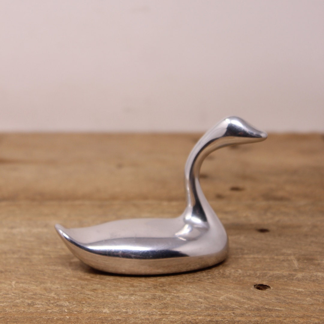 S176 ホセルトン カナダ アルミニウム彫刻 フラインググース スワン Vintage Hoselton Aluminum Swan Sculpture – Signed Canadian Art