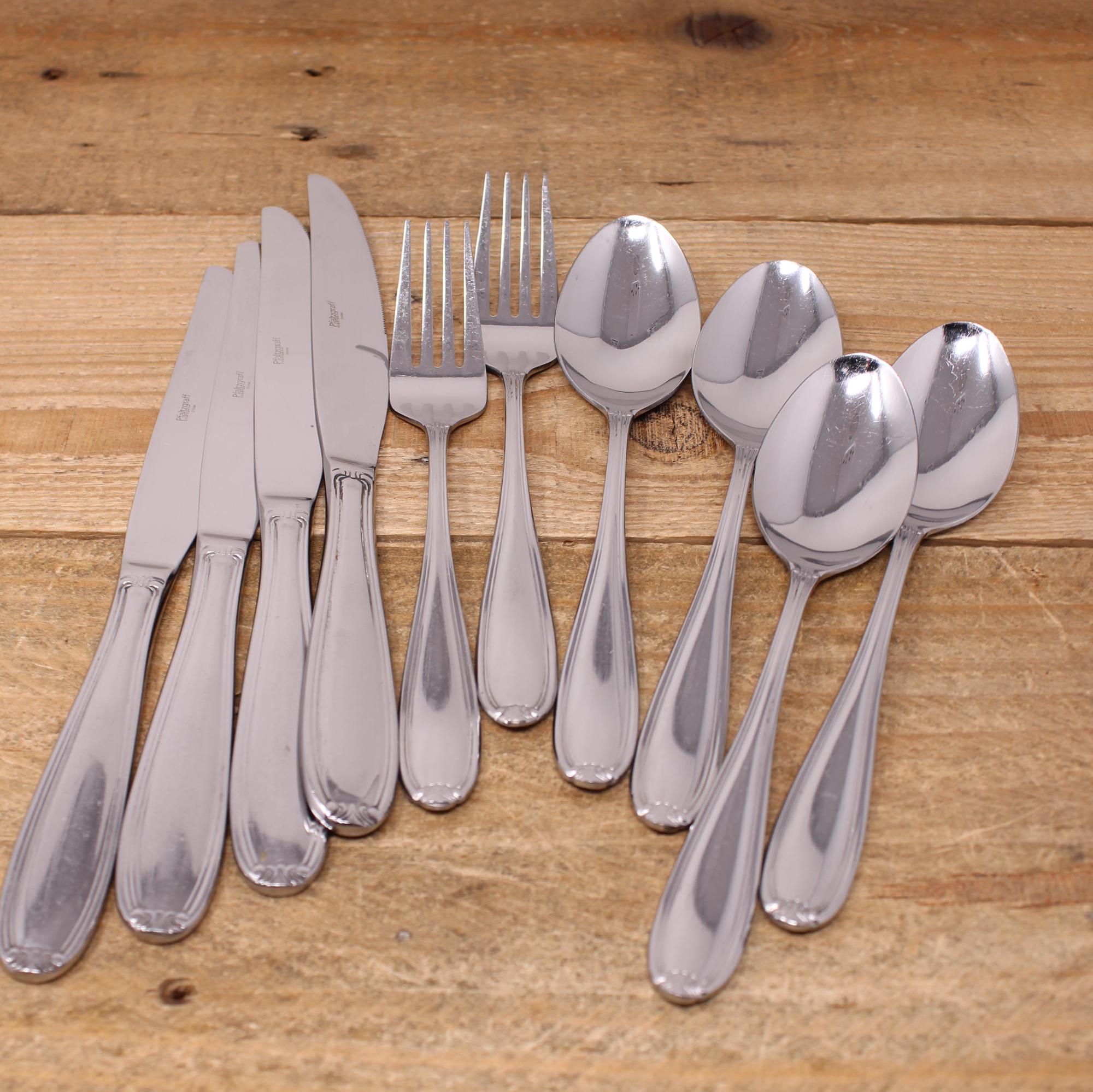 Pfaltzgraff Biscayne Stainless Steel Flatware – Korea Glossy Fan Tip Silverware