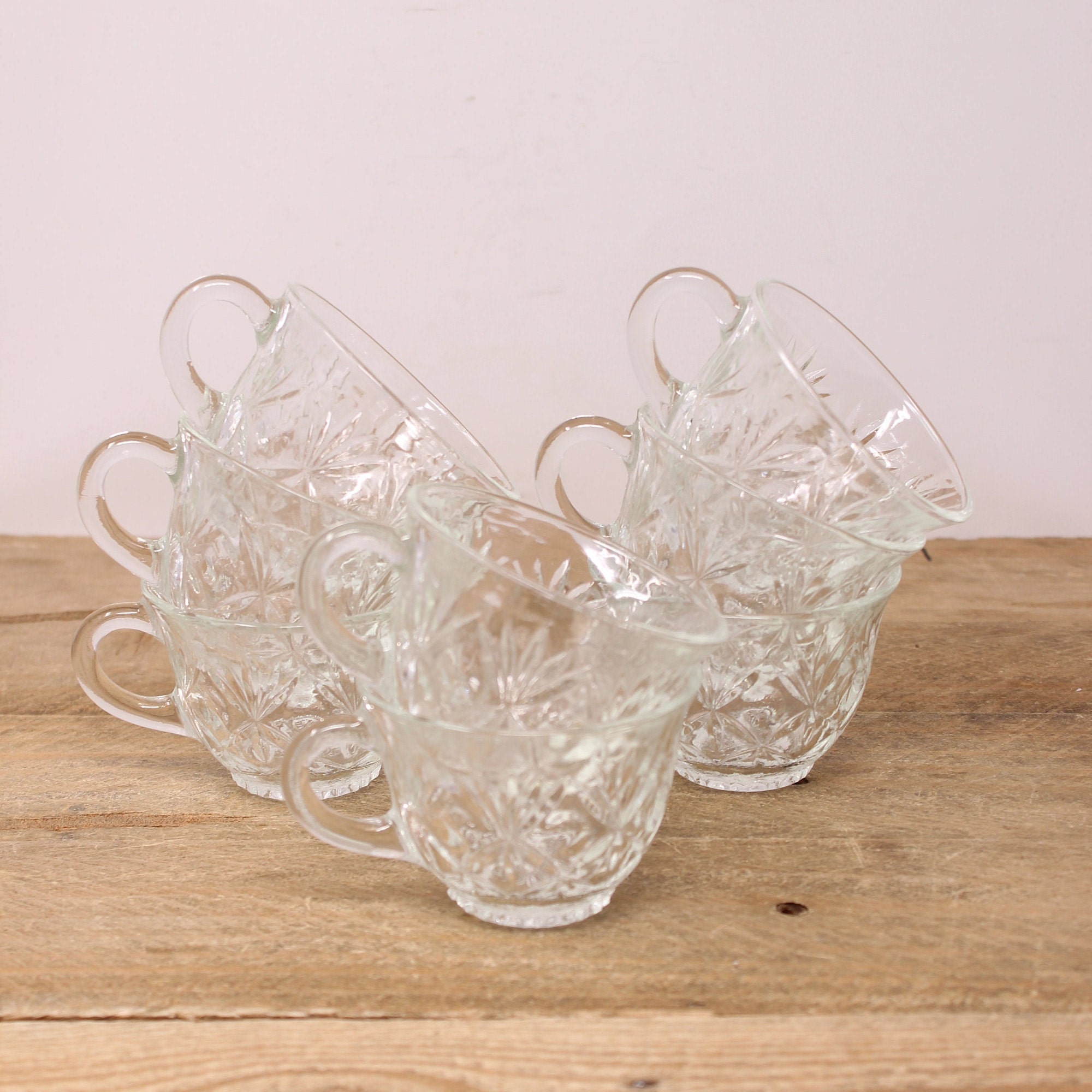 Lot de 8 tasses vintage Hazel Atlas Sundae couleurs pastel