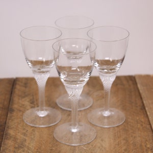 4 Elegant Twisted Stem Clear Sherry / Cordial Glasses