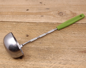 Vintage Retro Ladle with Green Plastic Handle - Made in Japan