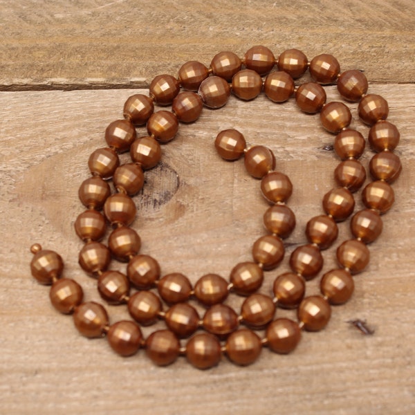 Vintage Pop Beads — Faux Snap Copper Color Plastic Bead Necklace