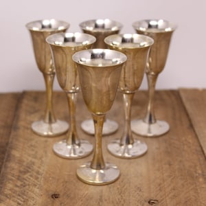 6 Visiuc Silver Plated Liqueur/Shot/Sherry Goblets - Spain