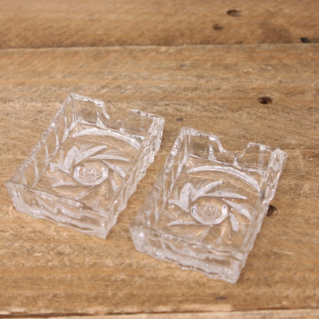 2 Small Rectangle Shape Individual Pinwheel Crystal / Cut Glass ...