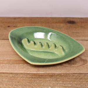 Vintage Triangle Green Ceramic Ashtray  #712