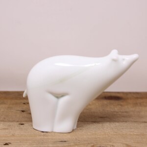 Vintage White Solid Art Glass Polar Bear Figurine
