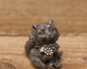 Vintage Ringer Racoon by L. K. Powell - Solid Pewter Racoon Figurine - Made in Taiwan
