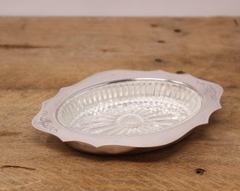 Antique Wm. A. Rogers -  Canada - Small Oval Serving Dish with Glass Insert