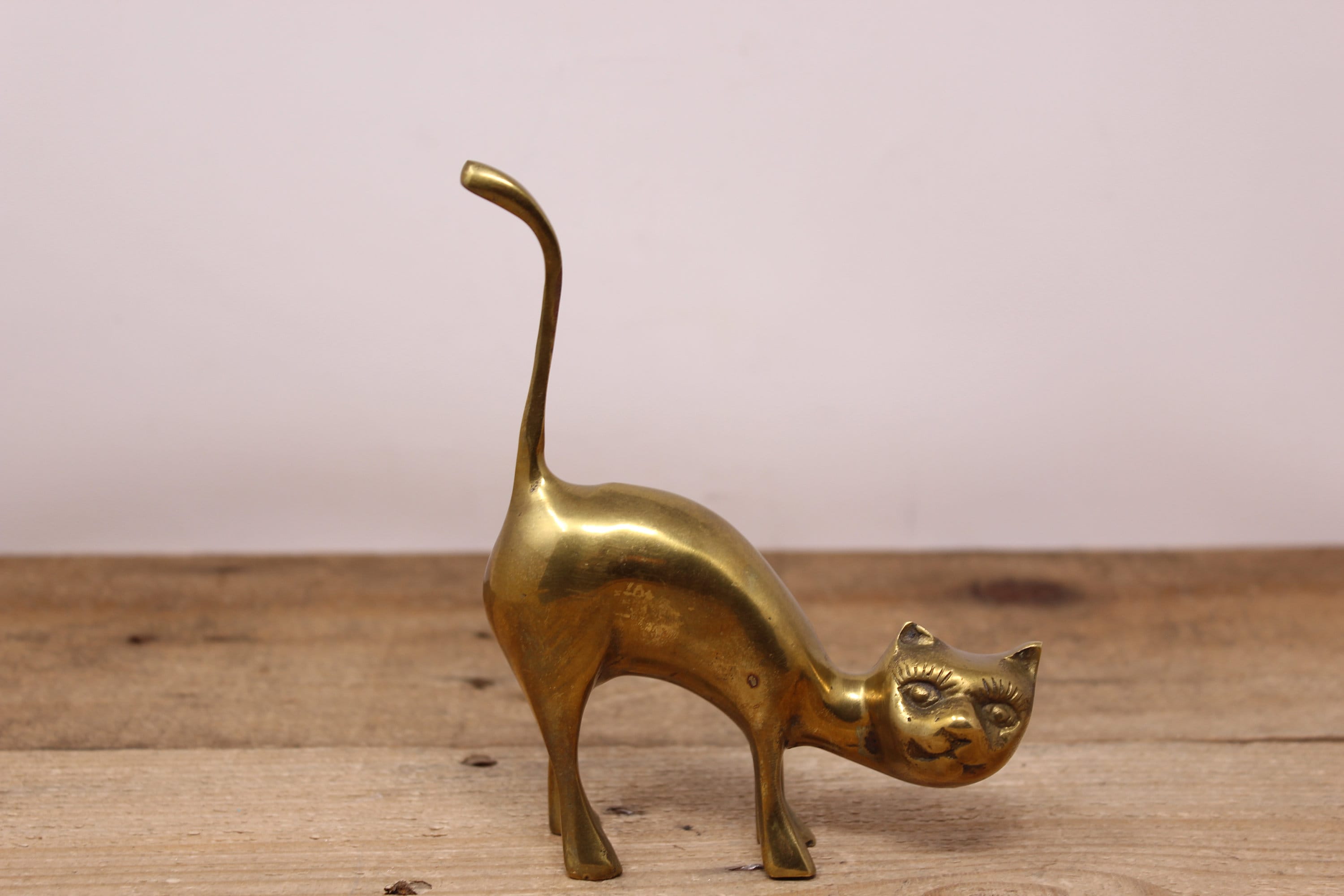 VINTAGE Brass Sleeping Kitty Cat Book Stack Topper/Mantel Figurine