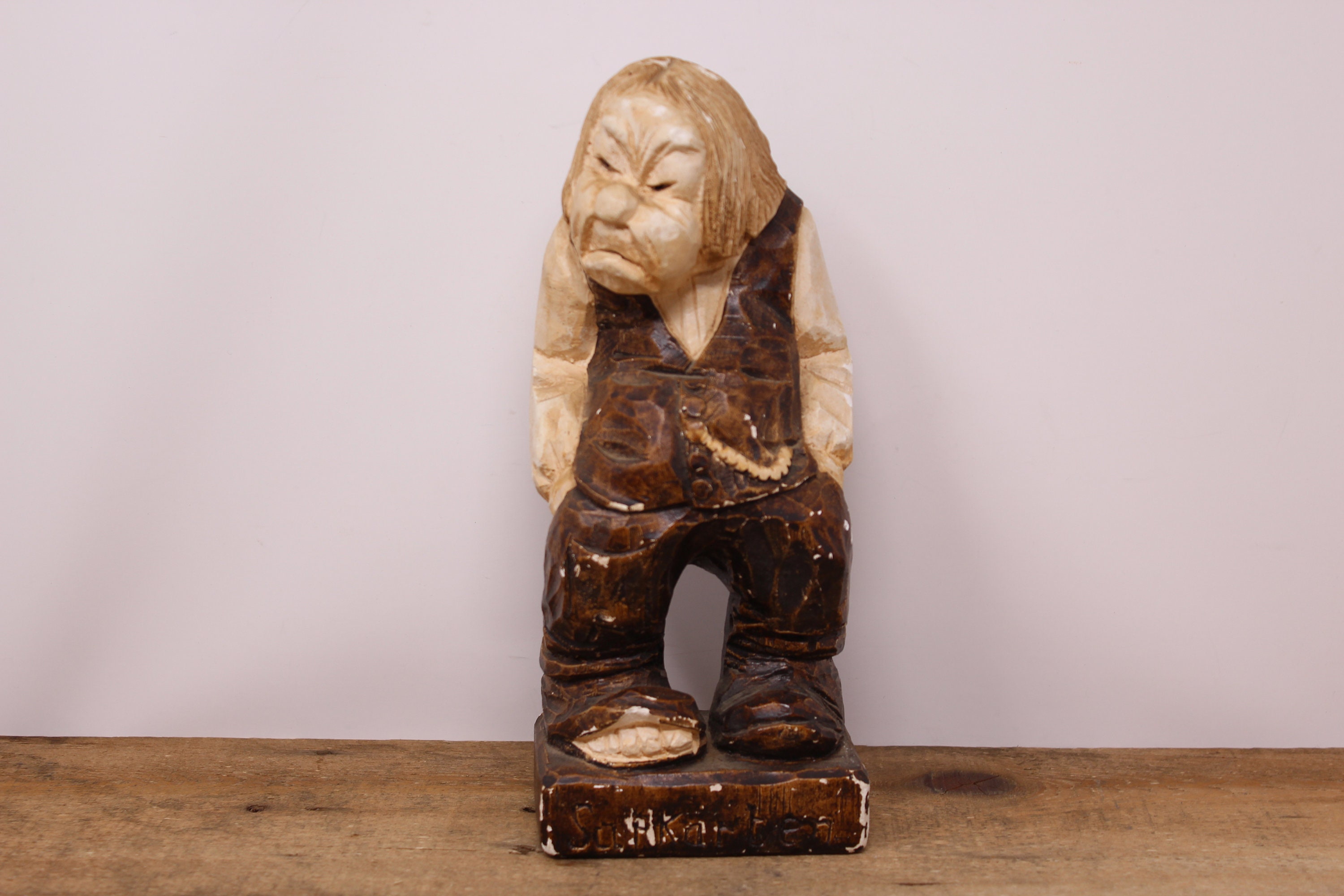 Vintage Surkarten - Chalkware Old Men Figurine - Olaf Overgaard