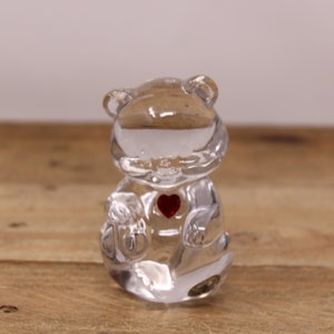 Vintage Fenton Glass Bear with Ruby Birthstone Heart  (July)