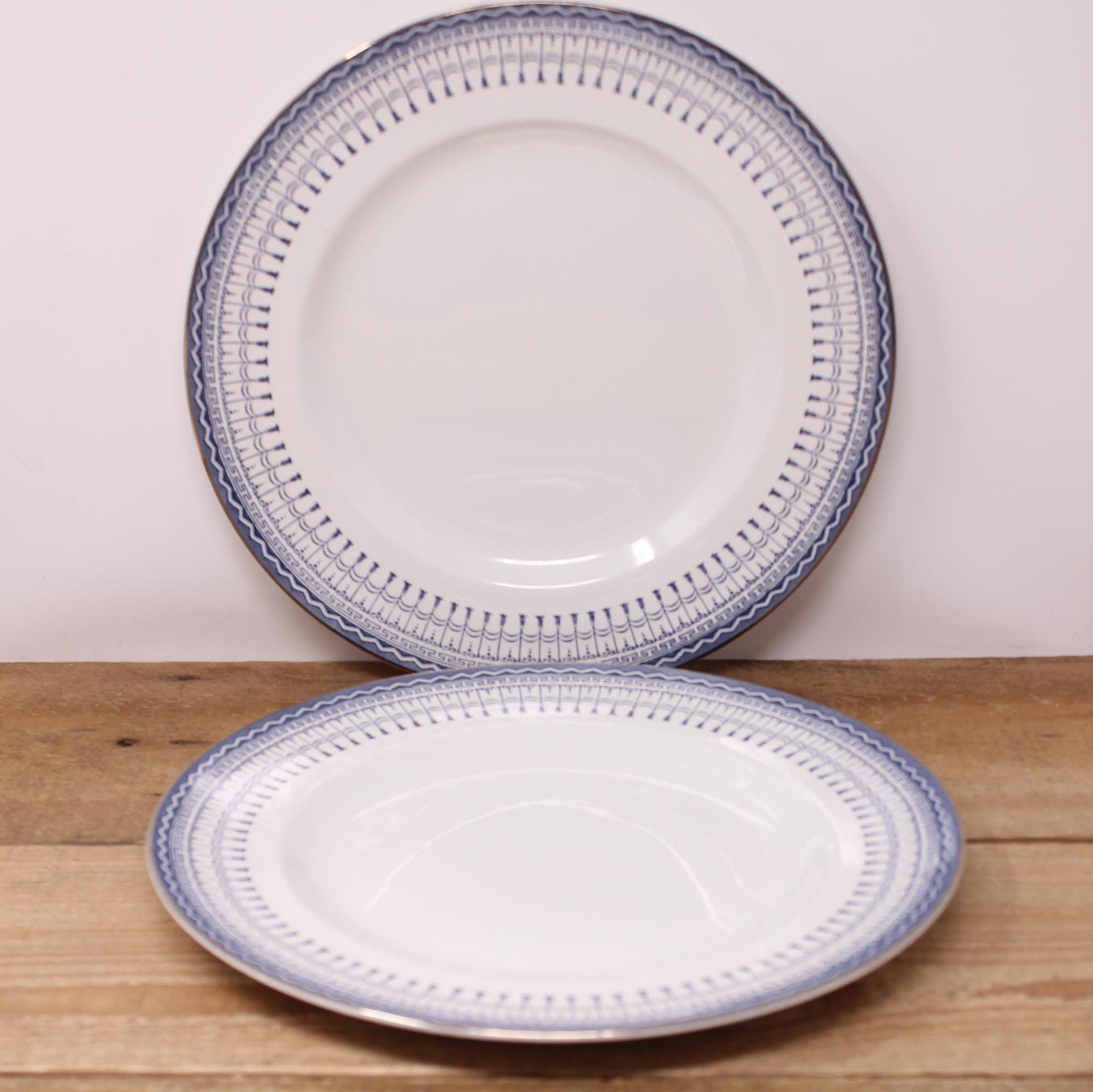 2 Vintage Ridgway - Venetian Blue Dinner Plates - Ridgway
