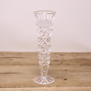 Vase vintage en forme de trompette sur pied en cristal Anna Hutte de 20 cm (20 po.)