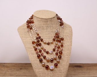 Vintage 4-Strand Beaded Necklace Made in West Germany