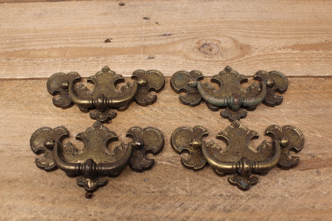 4 Vintage Brass Color Batwing Style Drawer Pulls Canada Etsy